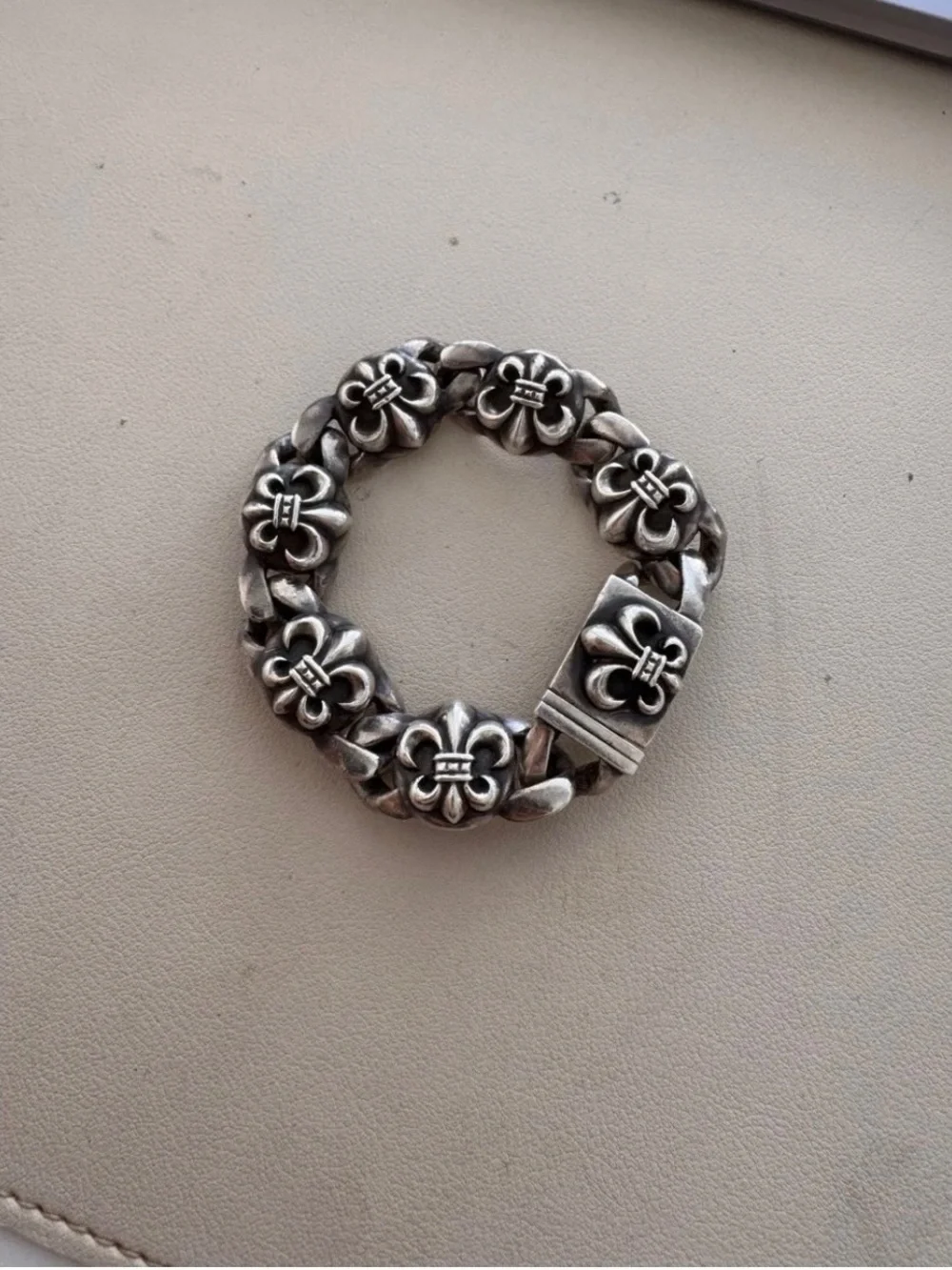 Chrome Hearts Silver Fleur de Lis Link Bracelet